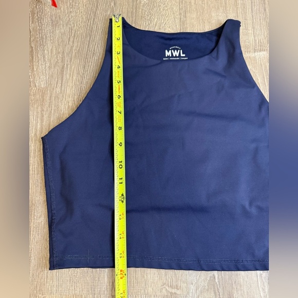Madewell MWL Form Sleeveless Racerback Crop Top Navy Medium - Picture 7 of 8